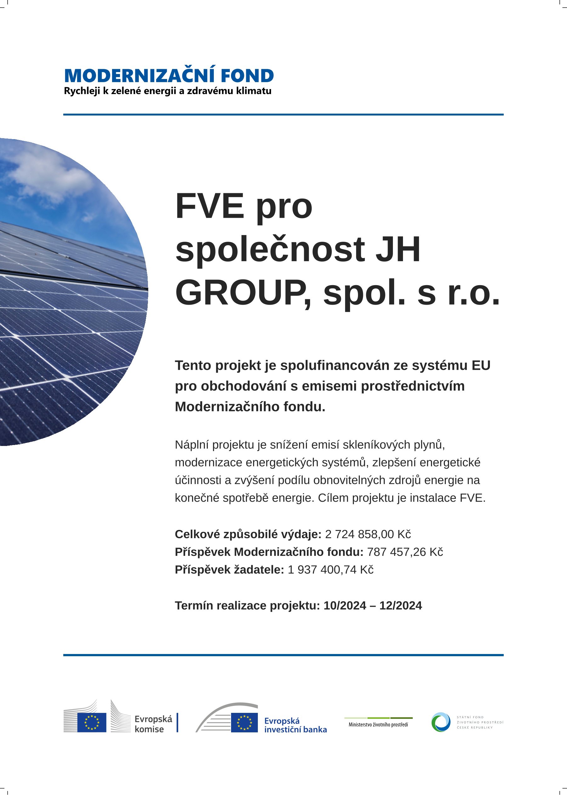 FVE pro společnost JH GROUP, spol. s r.o.